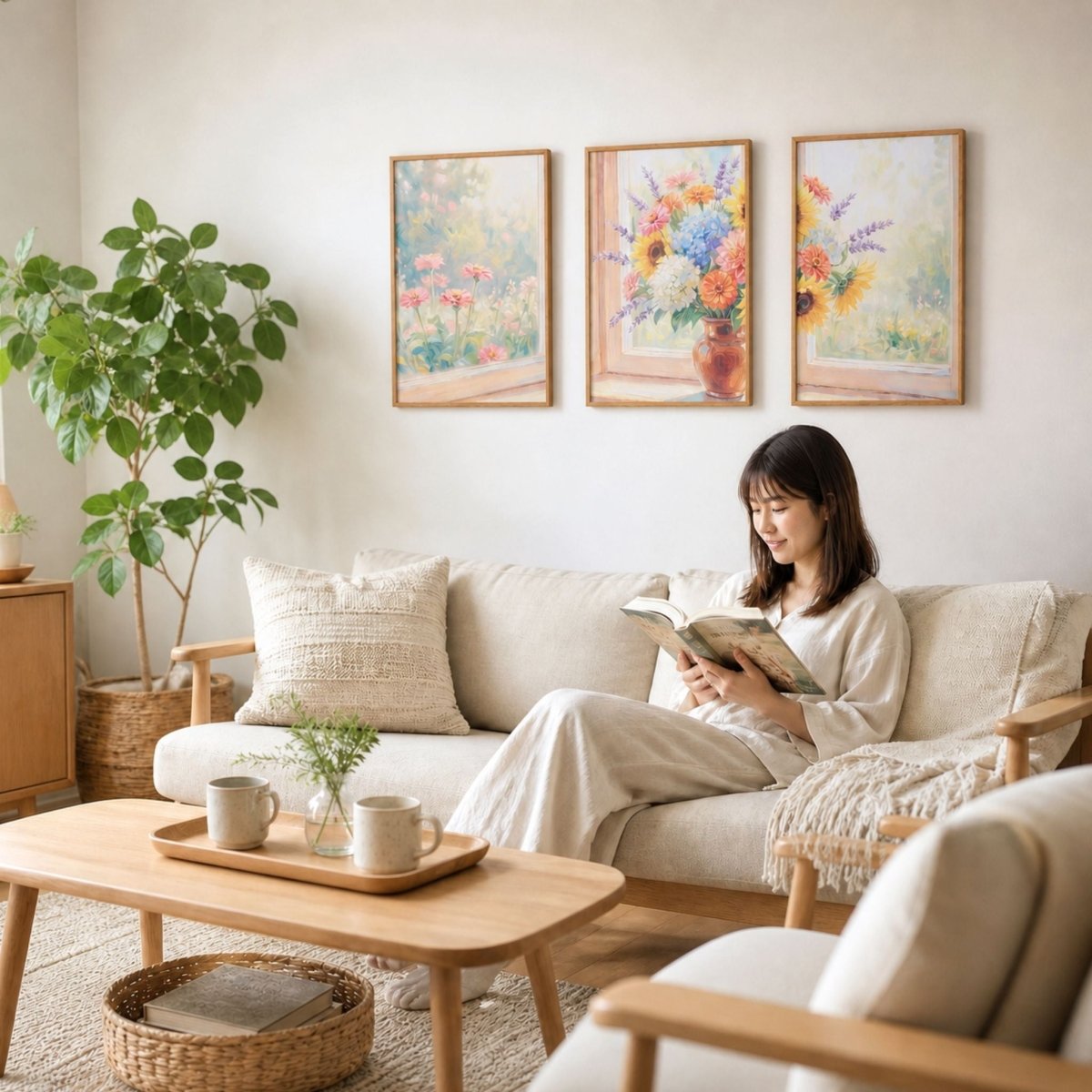 ＜予約販売商品＞【壁セレブ】アートパネル 窓辺の花束 3枚セット - 【公式】HALZEN（ハルゼン）壁とアートで暮らしを彩るインテリア通販サイト