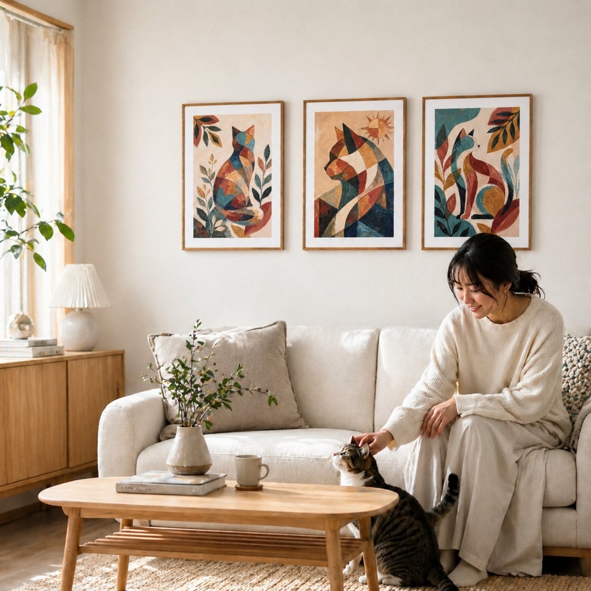 ＜予約販売商品＞【壁セレブ】アートパネル 陽だまりの猫 3枚セット - 【公式】HALZEN（ハルゼン）壁とアートで暮らしを彩るインテリア通販サイト