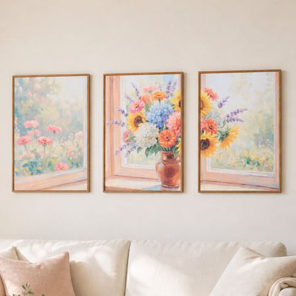 ＜予約販売商品＞【壁セレブ】アートパネル 窓辺の花束 3枚セット - 【公式】HALZEN（ハルゼン）壁とアートで暮らしを彩るインテリア通販サイト