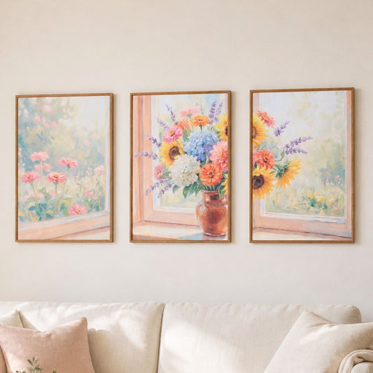 ＜予約販売商品＞【壁セレブ】アートパネル 窓辺の花束 3枚セット - 【公式】HALZEN（ハルゼン）壁とアートで暮らしを彩るインテリア通販サイト