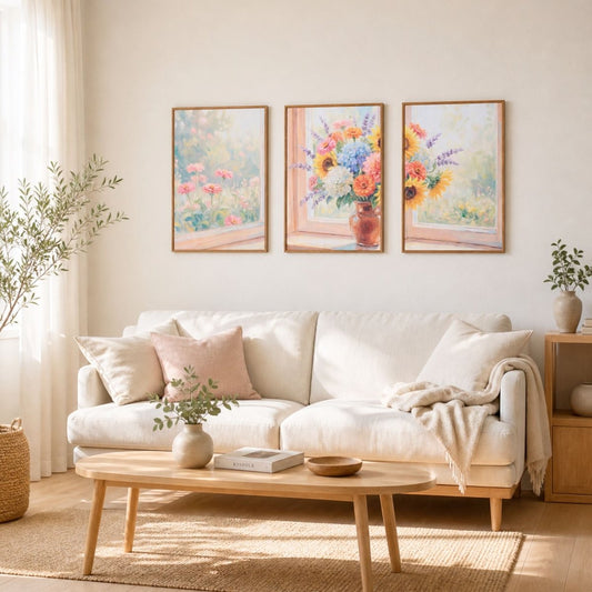 ＜予約販売商品＞【壁セレブ】アートパネル 窓辺の花束 3枚セット - 【公式】HALZEN（ハルゼン）壁とアートで暮らしを彩るインテリア通販サイト